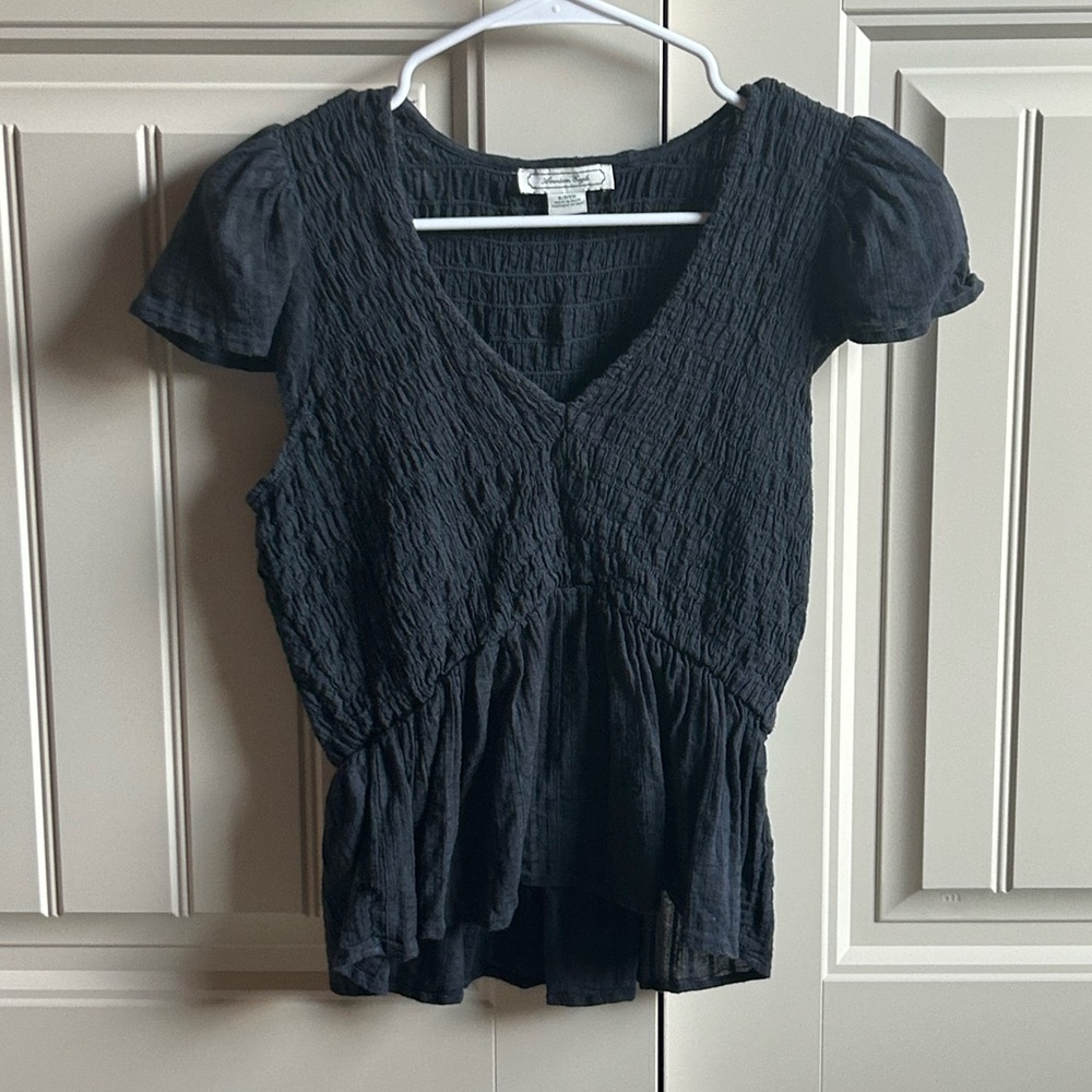 American Eagle Black Babydoll Blouse
